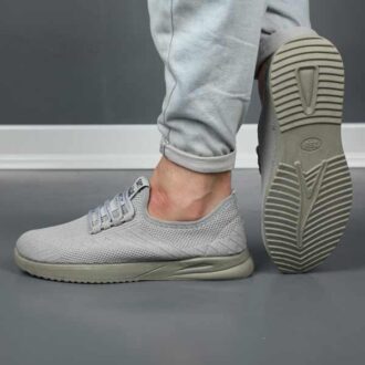 کتونی اسکیچرز تک تاز بندی طوسی روشن